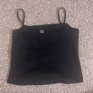 Lotus flower embroidered crop top